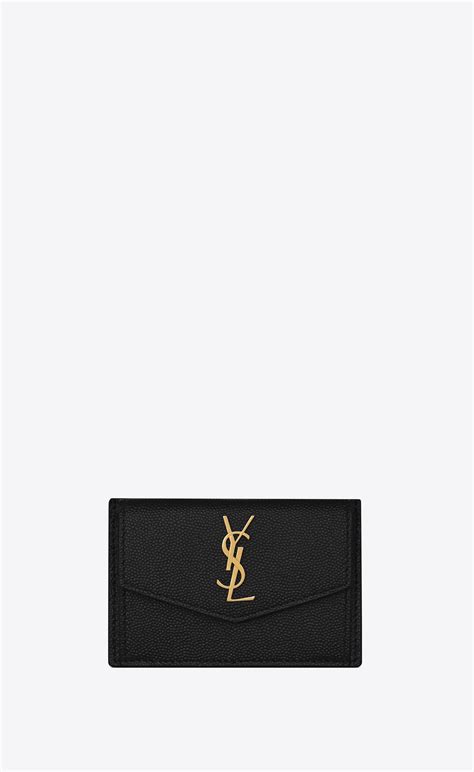 ysl porte carte|UPTOWN FLAP CARD CASE IN GRAIN DE POUDRE .